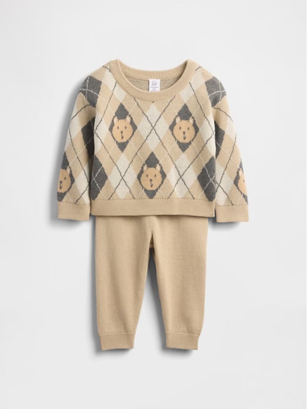 NWT babyGAP Brannan Bear Argyle Sweater Set Size 3-6 months